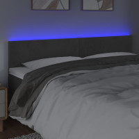 Produktbild för Sänggavel LED mörkgrå 180x5x78/88 cm sammet