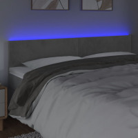 Produktbild för Sänggavel LED ljusgrå 200x5x78/88 cm sammet