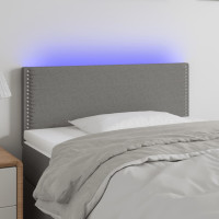Produktbild för Sänggavel LED mörkgrå 90x5x78/88 cm tyg