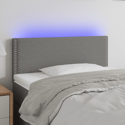 vidaXL Sänggavel LED mörkgrå 90x5x78/88 cm tyg
