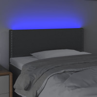 Produktbild för Sänggavel LED mörkgrå 90x5x78/88 cm tyg