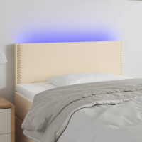 Produktbild för Sänggavel LED gräddvit 90x5x78/88 cm tyg