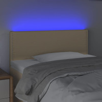 Produktbild för Sänggavel LED gräddvit 90x5x78/88 cm tyg