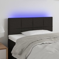 Produktbild för Sänggavel LED svart 90x5x78/88 cm tyg