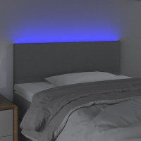 Produktbild för Sänggavel LED ljusgrå 90x5x78/88 cm tyg