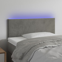 Produktbild för Sänggavel LED ljusgrå 90x5x78/88 cm sammet