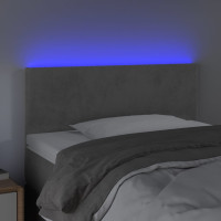 Produktbild för Sänggavel LED ljusgrå 100x5x78/88 cm sammet