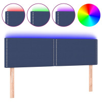 Produktbild för Sänggavel LED blå 144x5x78/88 cm tyg