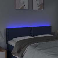 Produktbild för Sänggavel LED blå 144x5x78/88 cm tyg