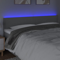 Produktbild för Sänggavel LED ljusgrå 180x5x78/88 cm tyg