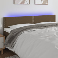 Miniatyr av produktbild för Sänggavel LED mörkbrun 180x5x78/88 cm tyg