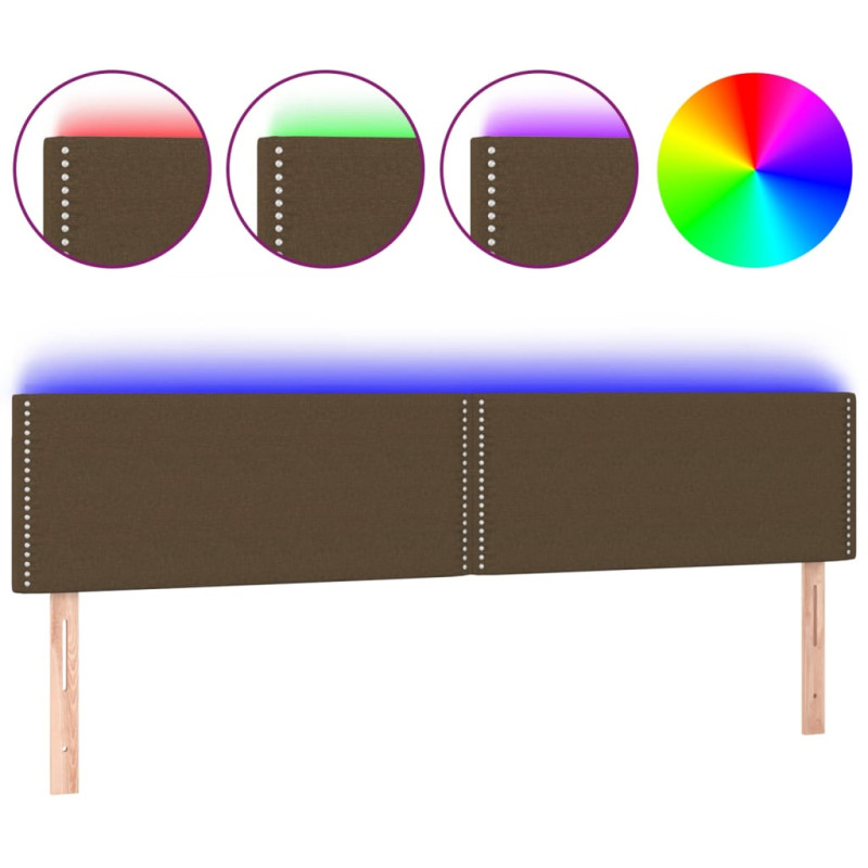 Produktbild för Sänggavel LED mörkbrun 180x5x78/88 cm tyg