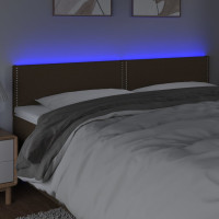 Miniatyr av produktbild för Sänggavel LED mörkbrun 180x5x78/88 cm tyg