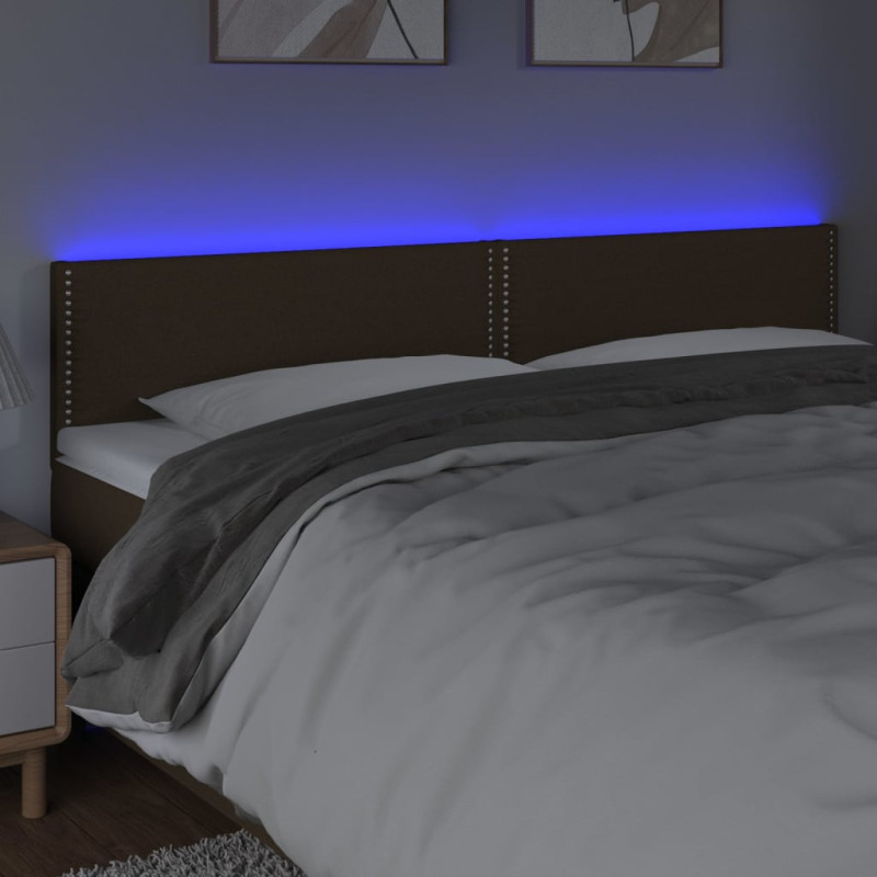 Produktbild för Sänggavel LED mörkbrun 180x5x78/88 cm tyg