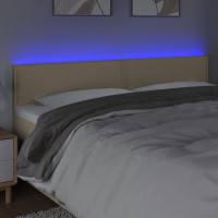Miniatyr av produktbild för Sänggavel LED gräddvit 180x5x78/88 cm tyg