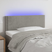 Produktbild för Sänggavel LED ljusgrå 90x5x78/88 cm sammet