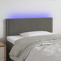 Produktbild för Sänggavel LED mörkgrå 90x5x78/88 cm sammet