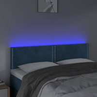 Produktbild för Sänggavel LED mörkblå 144x5x78/88 cm sammet