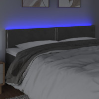 Produktbild för Sänggavel LED mörkgrå 160x5x78/88 cm sammet