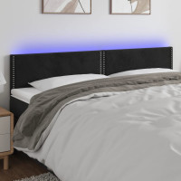 Produktbild för Sänggavel LED svart 180x5x78/88 cm sammet