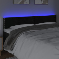 Produktbild för Sänggavel LED svart 180x5x78/88 cm sammet