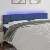 Produktbild för Sänggavel LED blå 180x5x78/88 cm tyg