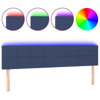 Produktbild för Sänggavel LED blå 180x5x78/88 cm tyg