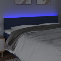 Produktbild för Sänggavel LED blå 180x5x78/88 cm tyg