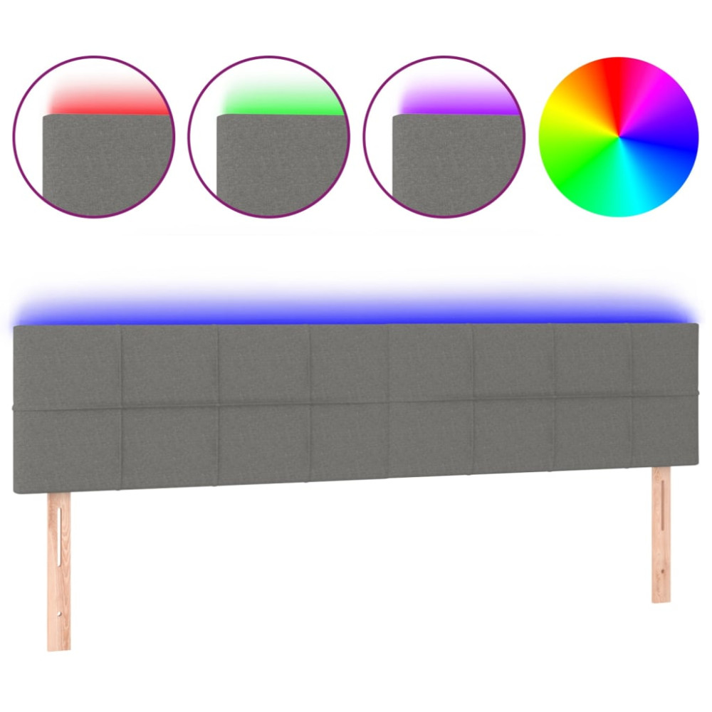 Produktbild för Sänggavel LED mörkgrå 200x5x78/88 cm tyg