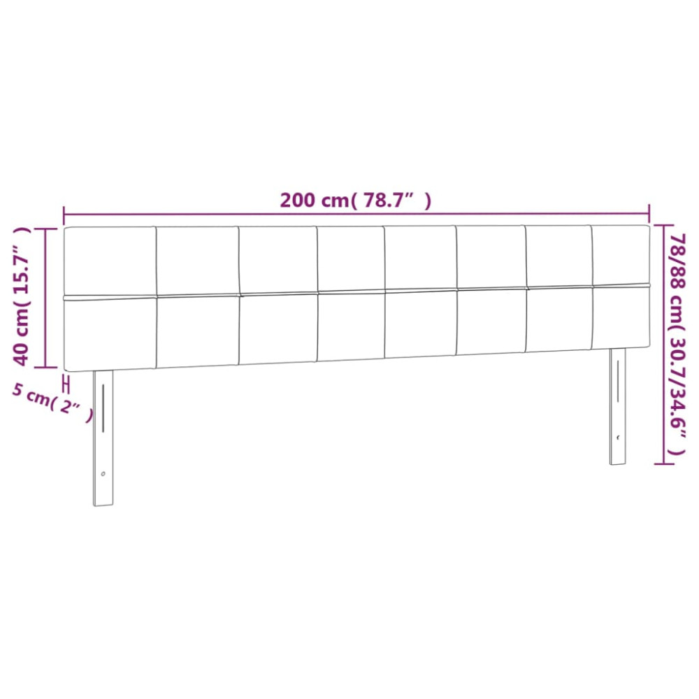 Produktbild för Sänggavel LED mörkgrå 200x5x78/88 cm tyg
