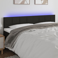 Produktbild för Sänggavel LED svart 200x5x78/88 cm tyg