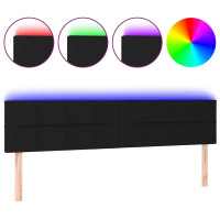 Produktbild för Sänggavel LED svart 200x5x78/88 cm tyg