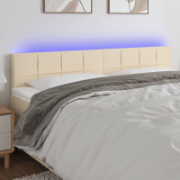 Produktbild för Sänggavel LED gräddvit 200x5x78/88 cm tyg