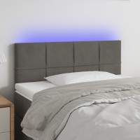 Produktbild för Sänggavel LED mörkgrå 90x5x78/88 cm sammet