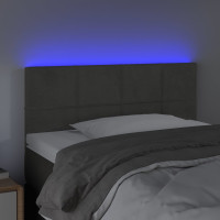 Produktbild för Sänggavel LED mörkgrå 90x5x78/88 cm sammet