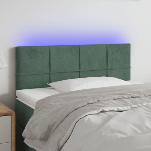 vidaXL Sänggavel LED mörkgrön 90x5x78/88 cm sammet