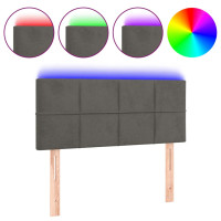 Produktbild för Sänggavel LED mörkgrå 100x5x78/88 cm sammet