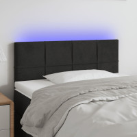 Produktbild för Sänggavel LED svart 100 x 5 x 78/88 cm sammet