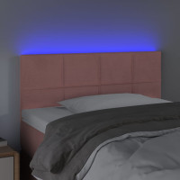 Produktbild för Sänggavel LED rosa 100 x 5 x 78/88 cm sammet