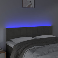 Produktbild för Sänggavel LED mörkgrå 144x5x78/88 cm sammet