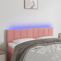 Produktbild för Sänggavel LED rosa 144x5x78/88 cm sammet