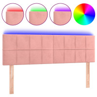 Produktbild för Sänggavel LED rosa 144x5x78/88 cm sammet