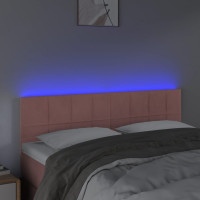 Produktbild för Sänggavel LED rosa 144x5x78/88 cm sammet