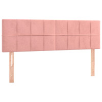 Produktbild för Sänggavel LED rosa 144x5x78/88 cm sammet