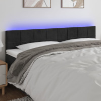 Produktbild för Sänggavel LED svart 160x5x78/88 cm sammet