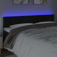 Produktbild för Sänggavel LED svart 160x5x78/88 cm sammet