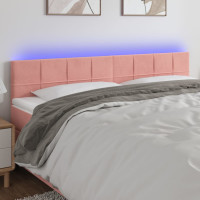 Produktbild för Sänggavel LED rosa 160x5x78/88 cm sammet