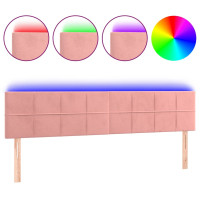 Produktbild för Sänggavel LED rosa 160x5x78/88 cm sammet