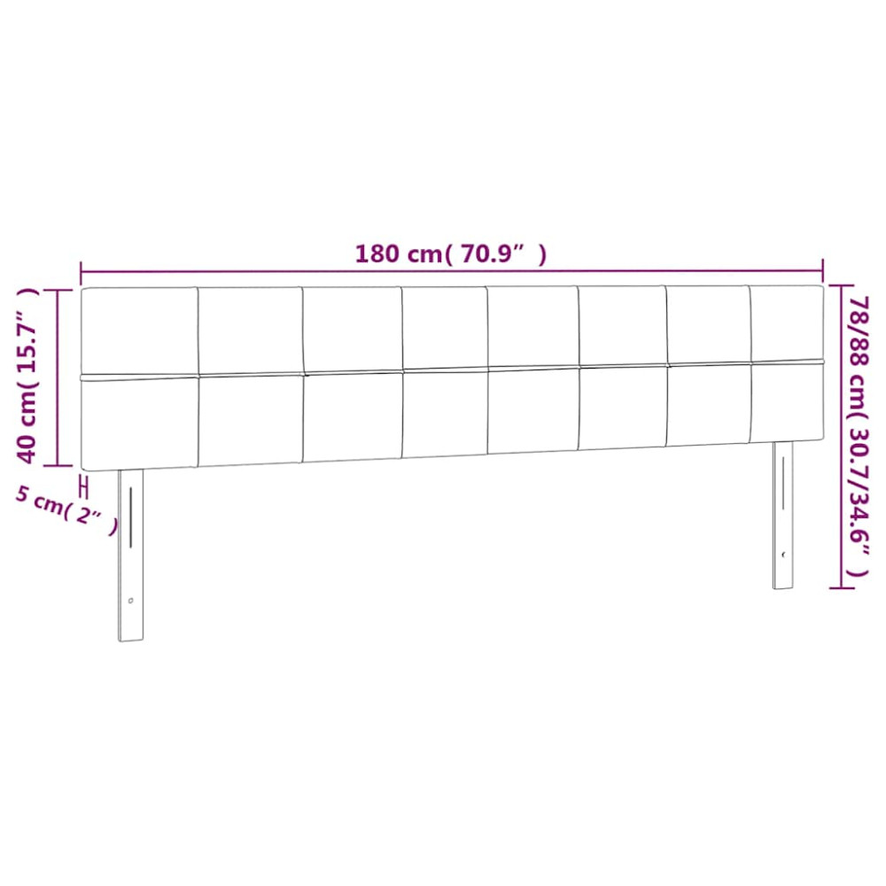 Produktbild för Sänggavel LED mörkgrön 180x5x78/88 cm sammet