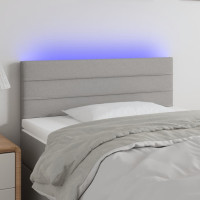 Produktbild för Sänggavel LED ljusgrå 90x5x78/88 cm tyg